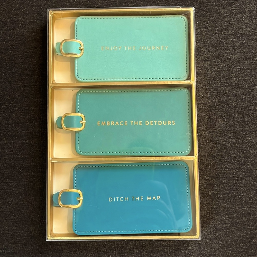 Eccolo 3 Pack Luggage Tag Set NEW Aqua Turquoise Teal Travel